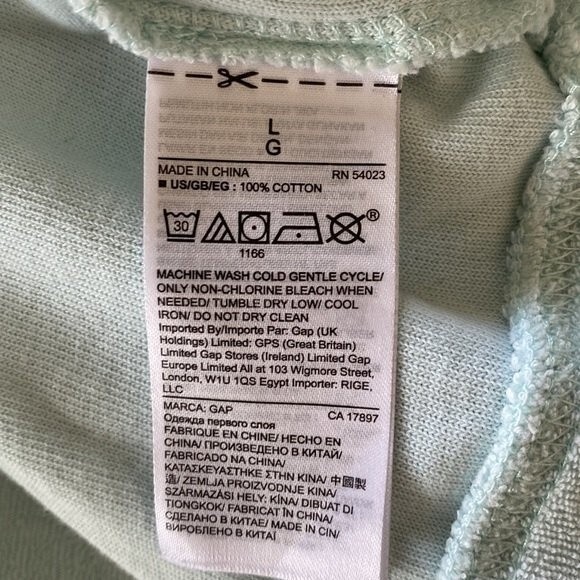 Gap Love by Gap Terry Long Sleeve Cropped Top Mint Green Long Sleeve Crew Neck - Picture 4 of 12